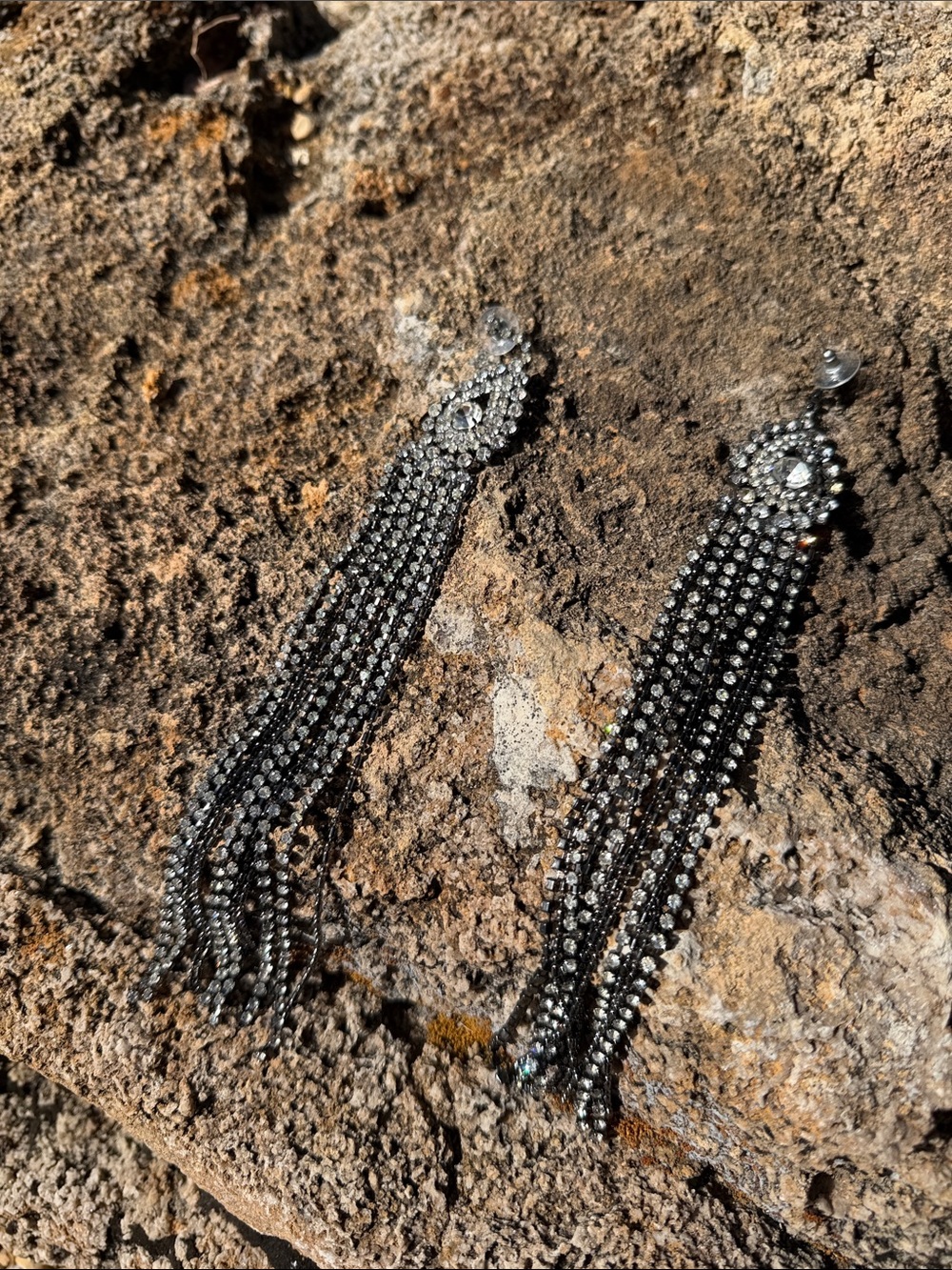 Long rhinestone earrings